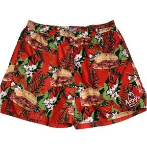 Arby’s Swim Trunks Men’s Size 2XL Red Tropical Roast Beef Shorts Beach Pool Rare